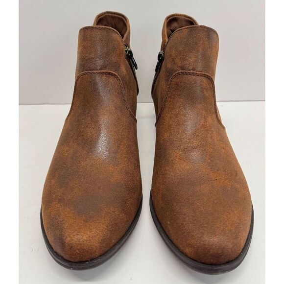 Sun + Stone Ankle Boots Size 7 Brown Double Zip Almond Toe Cushioned NEW - Picture 4 of 7